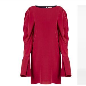 NINA RICCI  ruched-sleeve silk mini dress